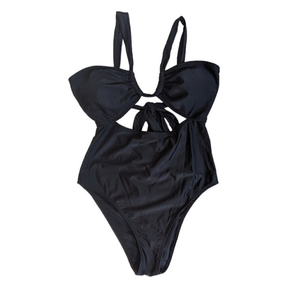 Womens Black Cut Out One Piece Swimsuit Bathing Suit